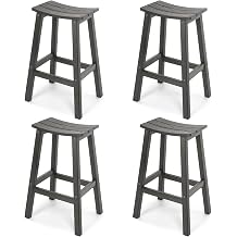 Stoog All-Weather Bar Stools Set of 4, 28" Outdoor Barstools with 400 lbs Capacity, Easy to Clean Low Maintenance HIPS Furniture, for Bar, Kitchen Counter & Patio, Grey