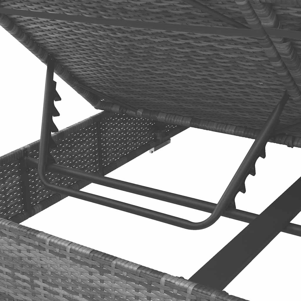 vidaXL Outdoor-Lounge-Bett mit Vorhängen Poly Rattan Grau