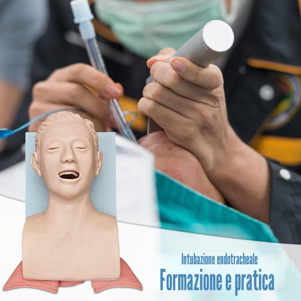 Modello di Intubazione per Adulti con Laringoscopio e Controllore per Addestramento Emergenza Gestione delle Vie Aeree Orofaringee Modello Anatomico con Denti e Allarme Pressione Modello