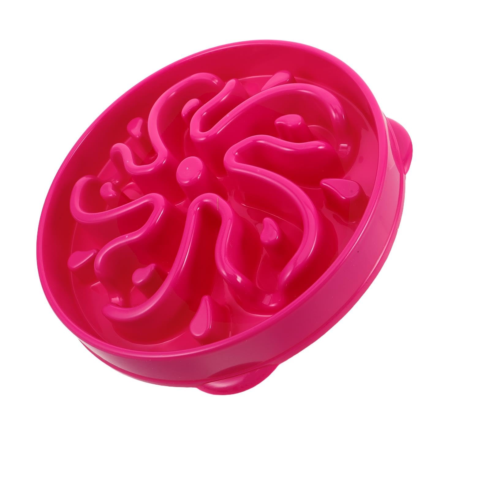 Comedero Lento para Perros y Gatos de Gran Capacidad, Cuenco Plástico Diseño Antiatragantamiento en Forma de Flor, Tazón Antipánico Rosa Fucsia para Alimentación Saludable y Lenta