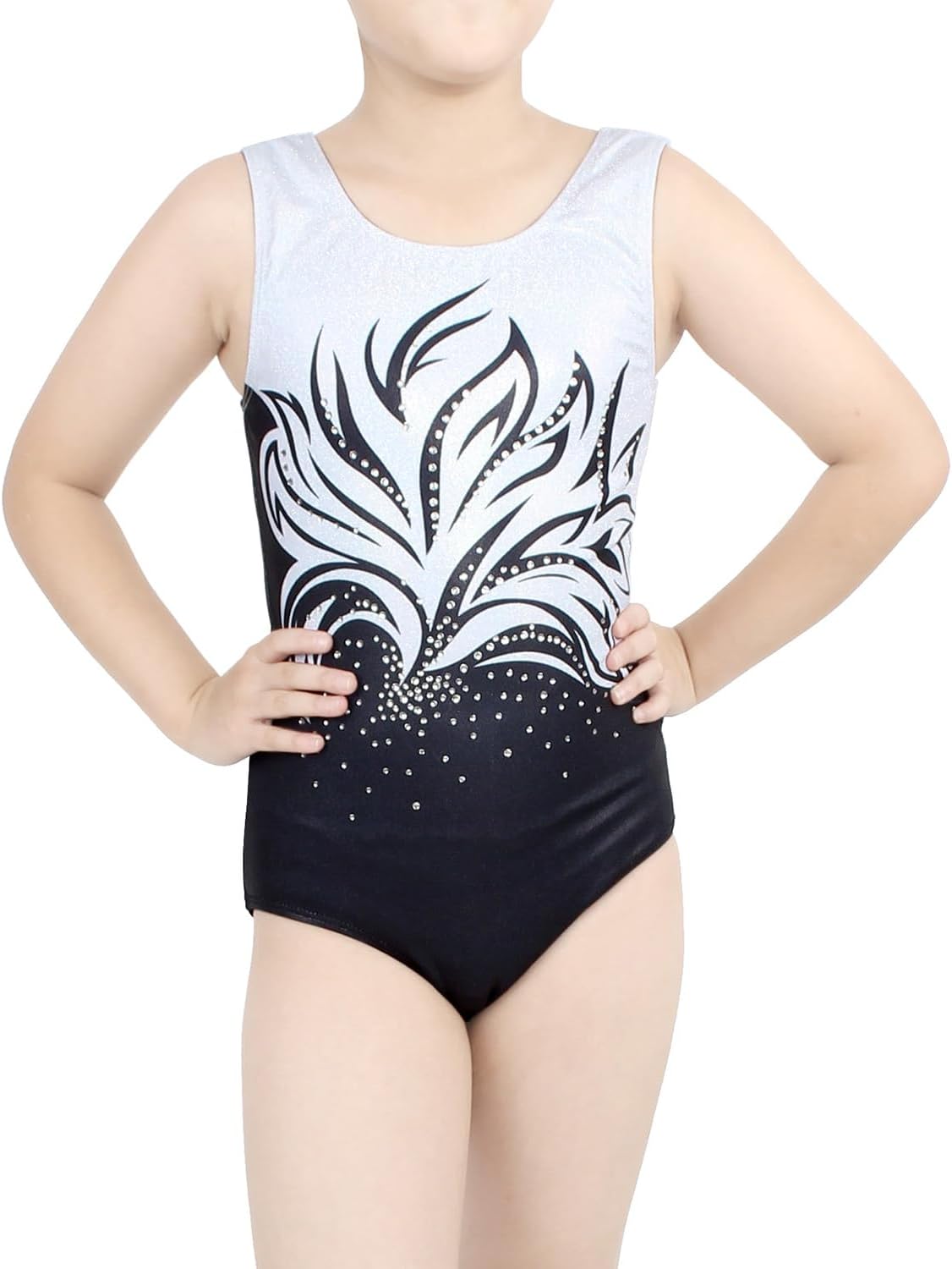 MODAFANS Gymnastics Leotards for Girls Sparkly Dance Unitards Biketards Black Activewear for Girls 4-13Years - Image 2