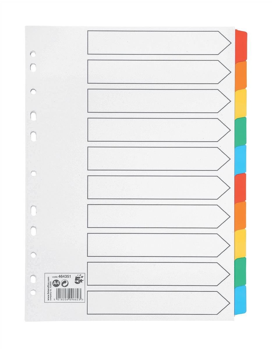 Office Subject Dividers 10-Part Multipunched Mylar-reinforced