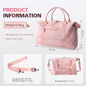 Travel Duffel Bag, Shoulder Weekender Carry On Tote Bags for Women, Cute Sport Gym Bag with Wet Pocket Toiletry Bag, Hospital Bag for Labor and Delivery, Overnight Bag Luggage Bag with Trolley Sleeve