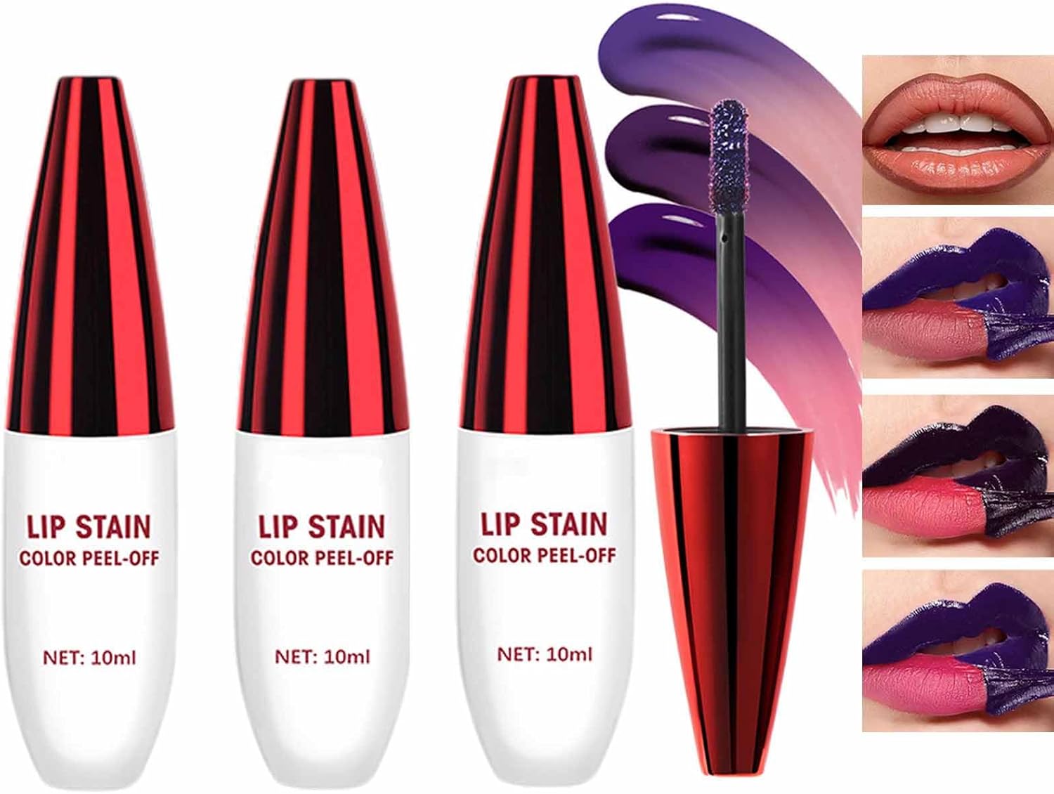 Lip Stain Peel Off lippenvlek-set, peel-off lippenstift, lang houdend, waterbestendig, lipliner, tattoo, peel off, sterk gepigmenteerd, overdraagveilige lippenstift met matte afwerking