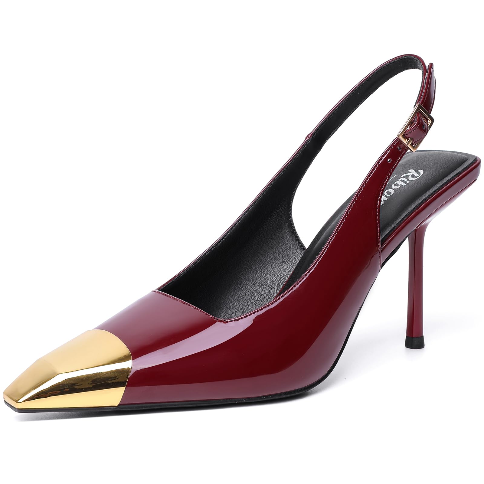 RIBONGZ Sexy Slingback Pumps Elegant Dressy Heels for Women Closed Toe Pointy High Heels Wedding Bride Prom Party Evening Shoes