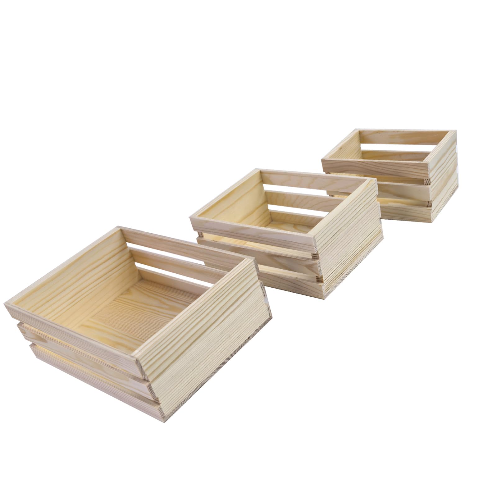 LUCKGONI 3Pieces Wooden Nesting Boxes Pine Storage Boxes Container Crates For Home Kitchen Offices Organization And Decoration