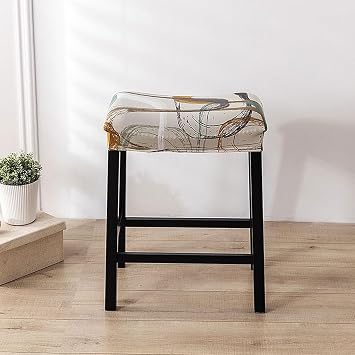 Bar Stool Cover Rectangle Set of 2 Printed Stretch Counter Height Bar stools Slipcovers Saddle Stool Slipcover Bench Seat Protector Backless Bar Stools Covers for Kitchen Counter #10