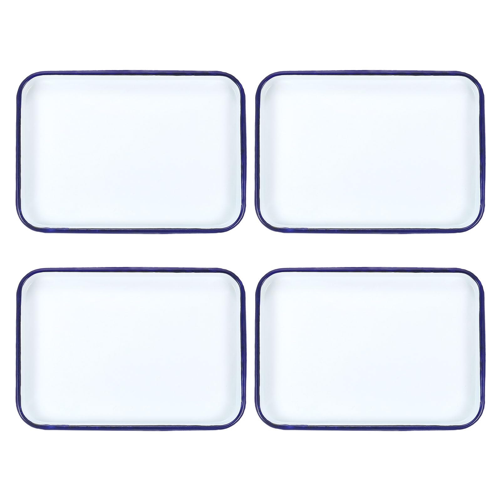 sourcing map 4 bandejas de carnicero de 10 x 7.1 pulgadas, bandeja rectangular de metal con revestimiento de triple esmalte, soporte de suministros de arte para pintura artística y mezcla de colores