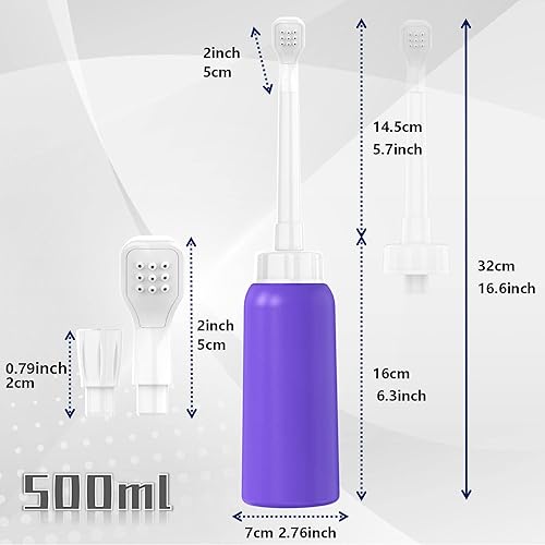 Miniatura 3 de Bidé portátil azul + rosa para mujeres y niños con 2 boquillas + tubo escalable  Bidés de viaje de 16.9 fl oz  Peri Bottle Bidé personal de mano de