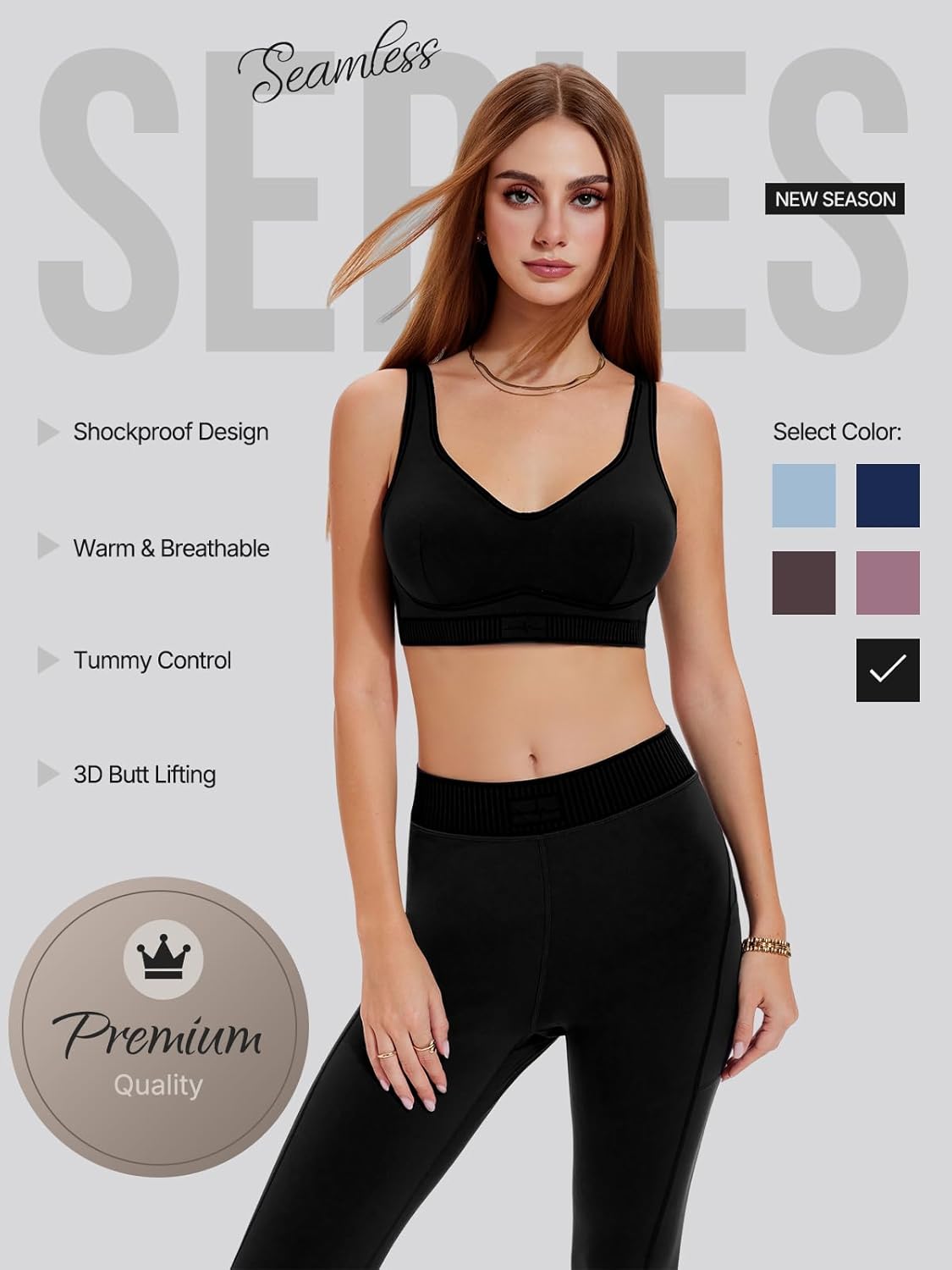 Workout Sets for Women 2 Piece Matching Set, V Neck Bra Leggings with Pockets, Winter Gym Travel Outfits Yoga Lounge Fall - Image 2