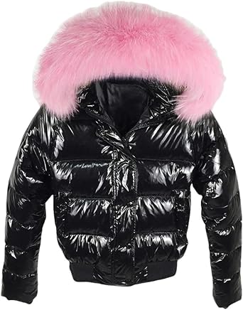 Dbdkejj Womens Down Jacket Artificial Fur Short Jacket Thickened Warm Down Jacket
