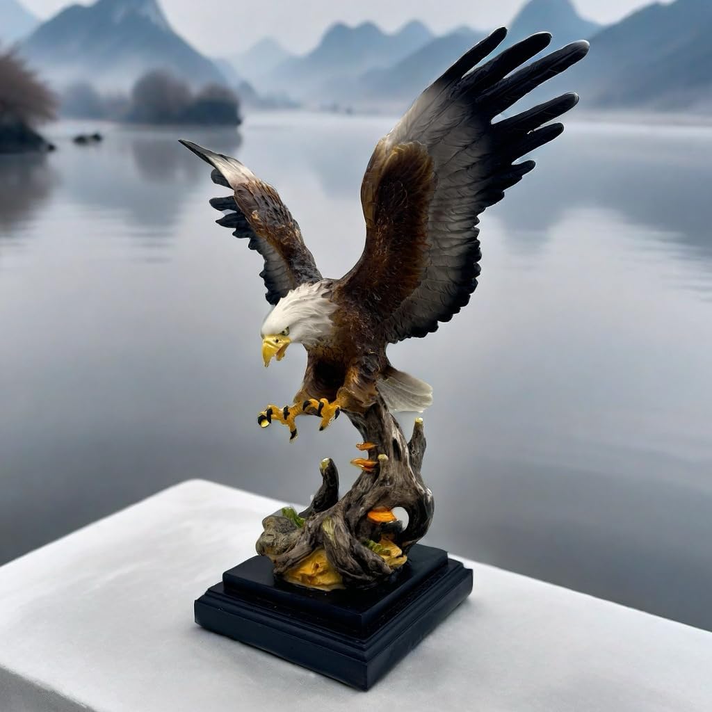 DESHINTKE Simulated Eagle Resin Statue, Large Soaring Eagle Modern Home Office Figurine Decor