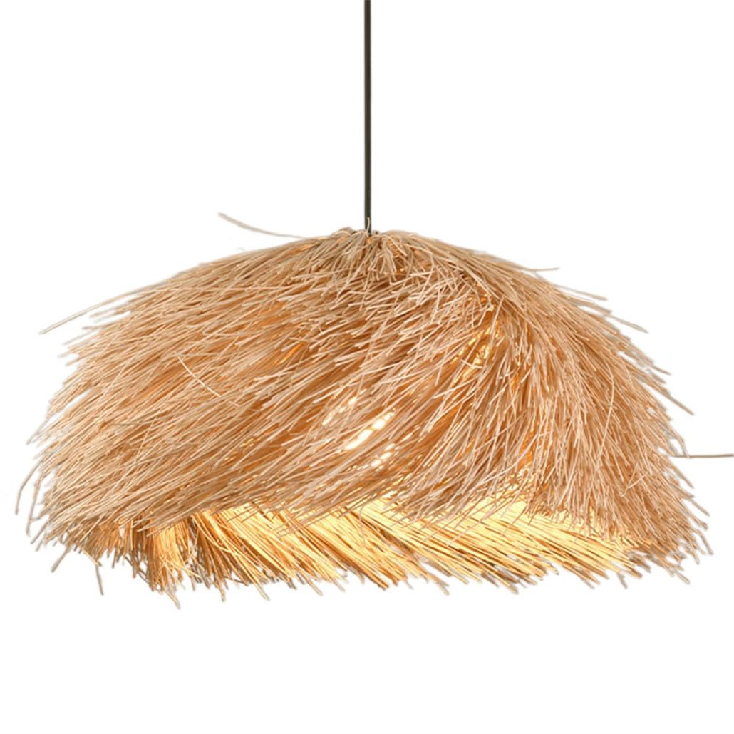 Plastronnier rotin grand modèle pour éclairer un salon de style bord de mer
