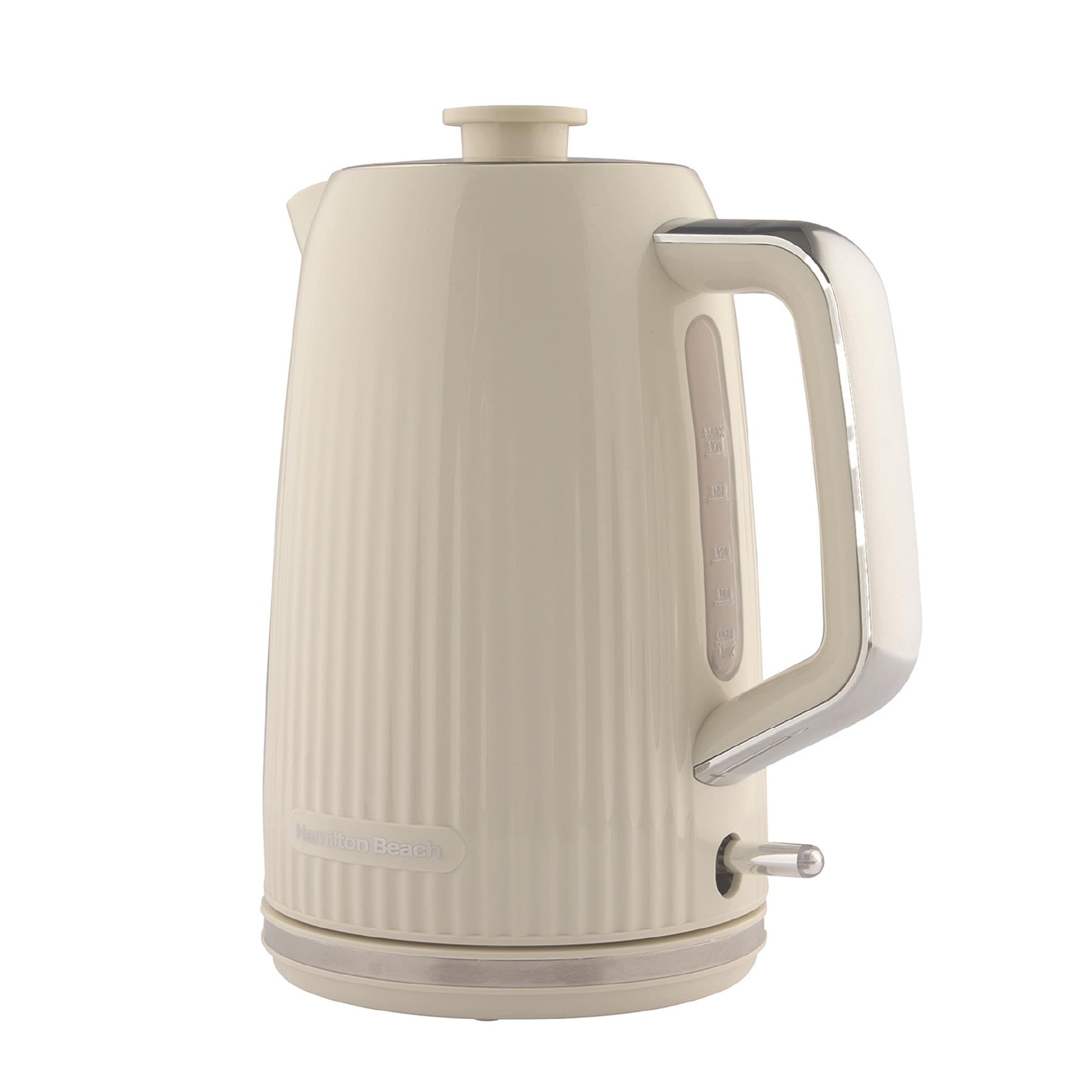 Hamilton Beach Electric Kettle, Miami, 1.7L, Boil Dry Protection, Auto Shut Off, Detachable Limescale Filter, 360° Swivel Base, Water Level Window, Sand - HB3023S