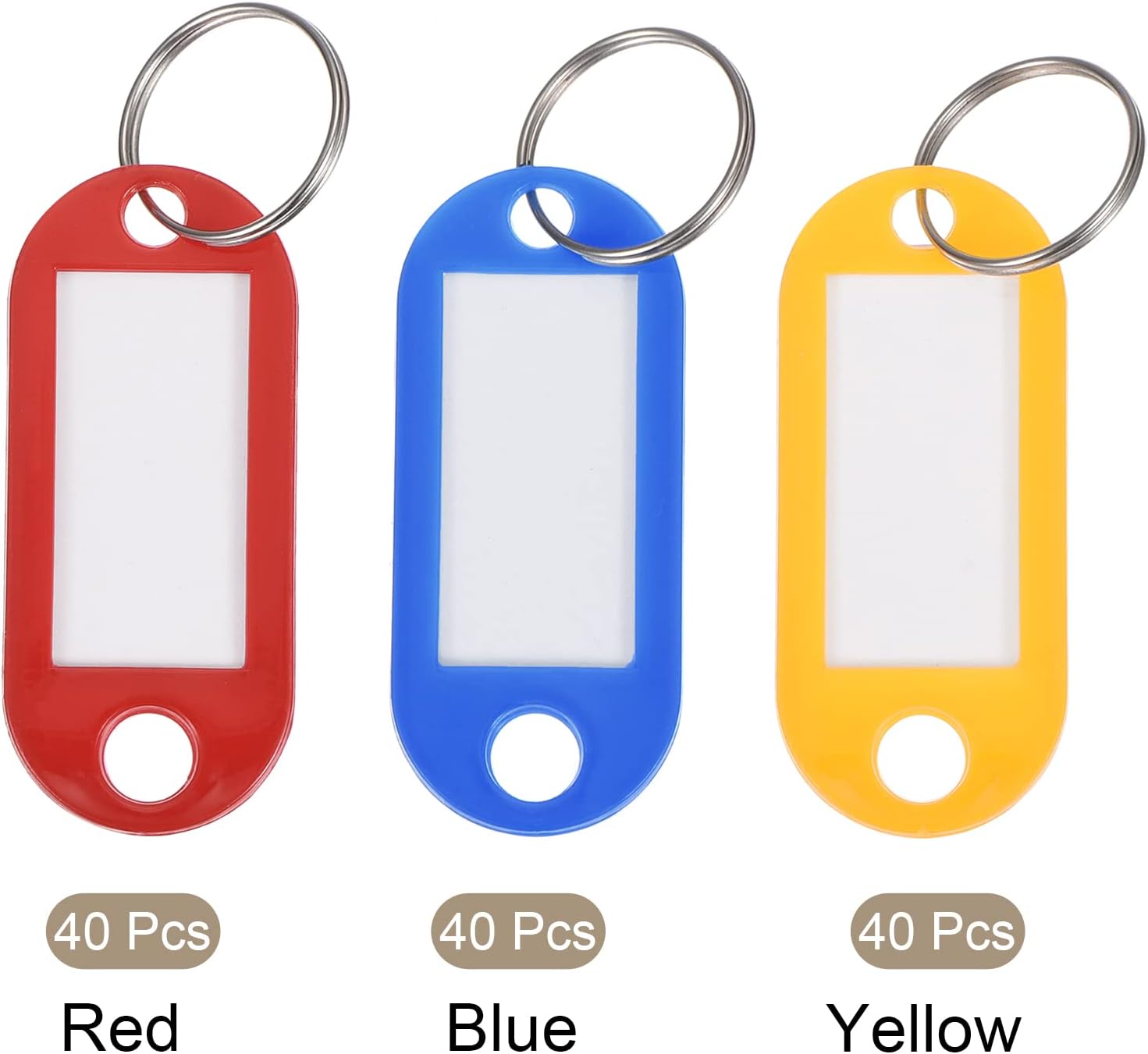 MECCANIXITY Plastic Key Tag with Split Ring, Mark Luggage Tags 51x22mm 3 Colors for Office Hotel 120in1 Set