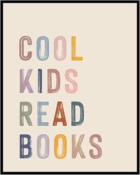 ZEARPT Cool Kids Read Books Classroom Signs, Reading Poster for Kids, Literacy Decor for Classroom Library, Reading Corner Wall Art for Teachers, Students & Playroom, Unframed 8x10 Inch