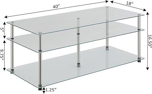 Miniatura 3 de Convenience Concepts Designs2Go Classic - Mesa de centro de cristal de 3 niveles, cristal