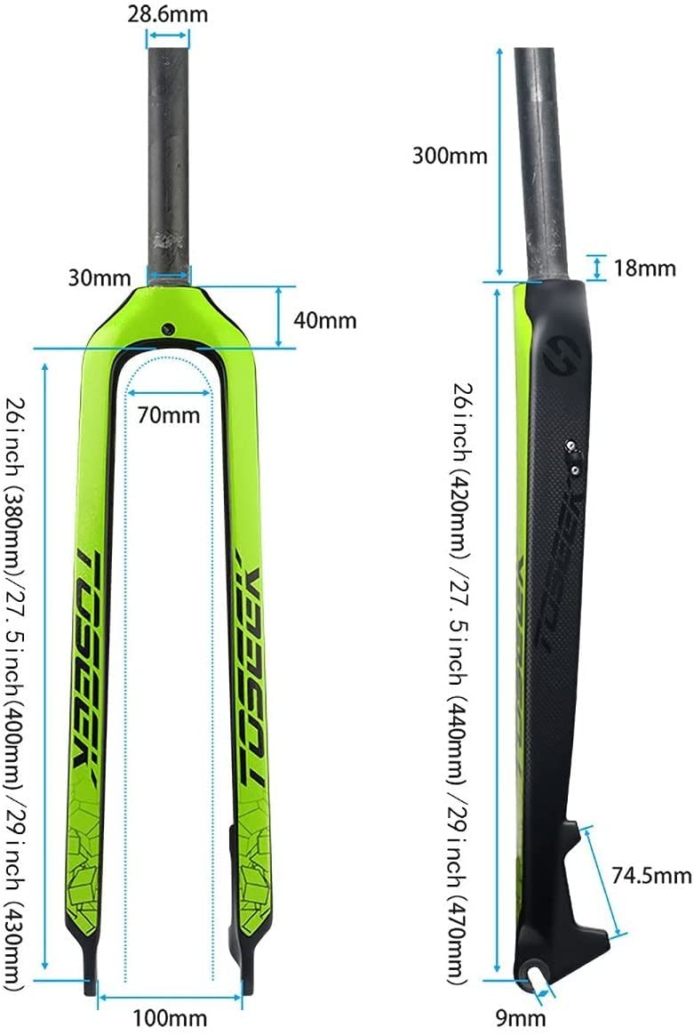 Fourche Rigide De Vélo Fourche Avant De Vélo Entièrement en Carbone 3K Frein À Disque Fourche Dure Fourche De Vélo VTT Accessoires De Vélo Droit 26/27,5/29 "Pouces A,26inch