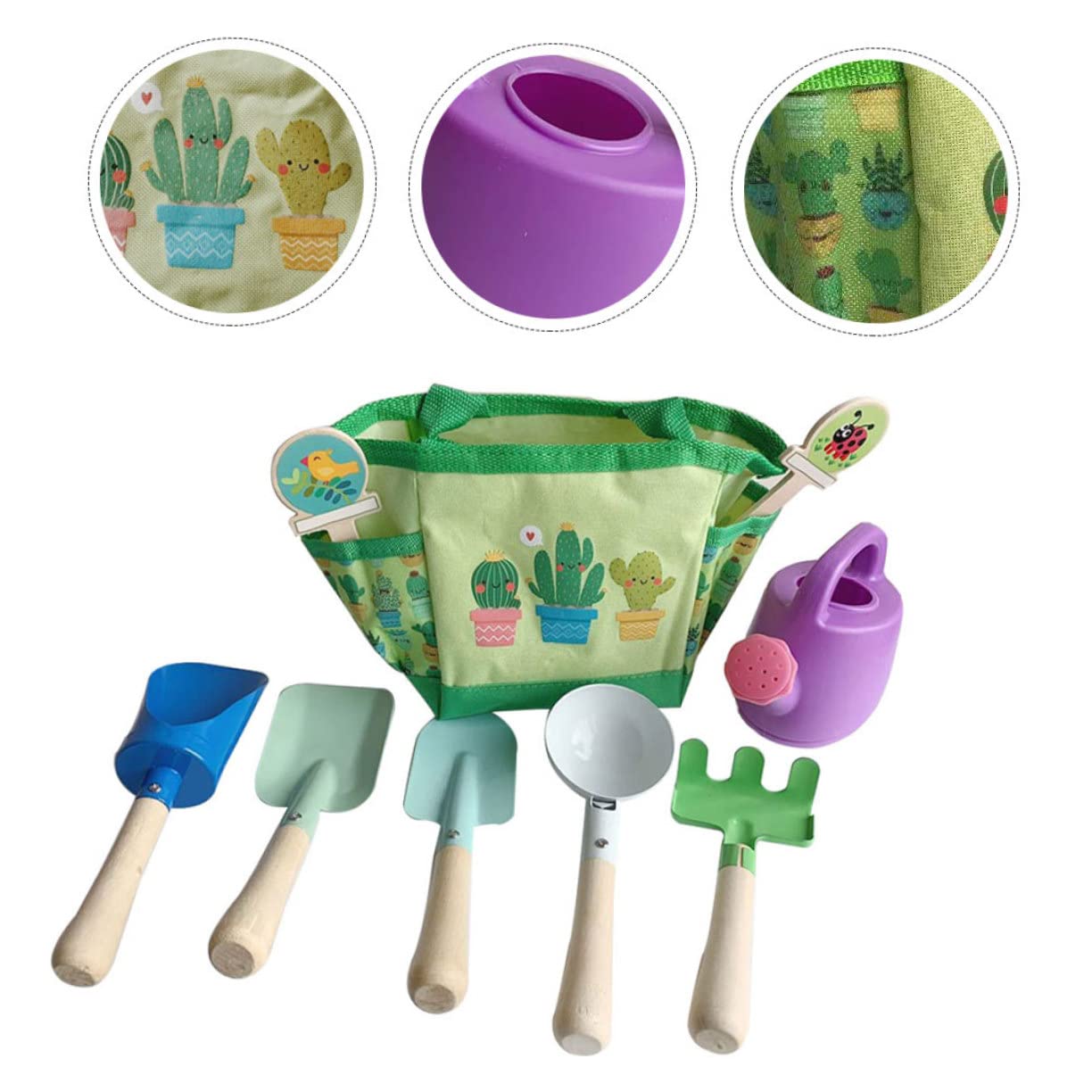 POPETPOP Kit Outils Jardinage Garçon et Filles Portable et Léger Paquet, Set de Jardinage Garçon Fille en Plastique et Bois pour Jardin Extérieur et Plantation