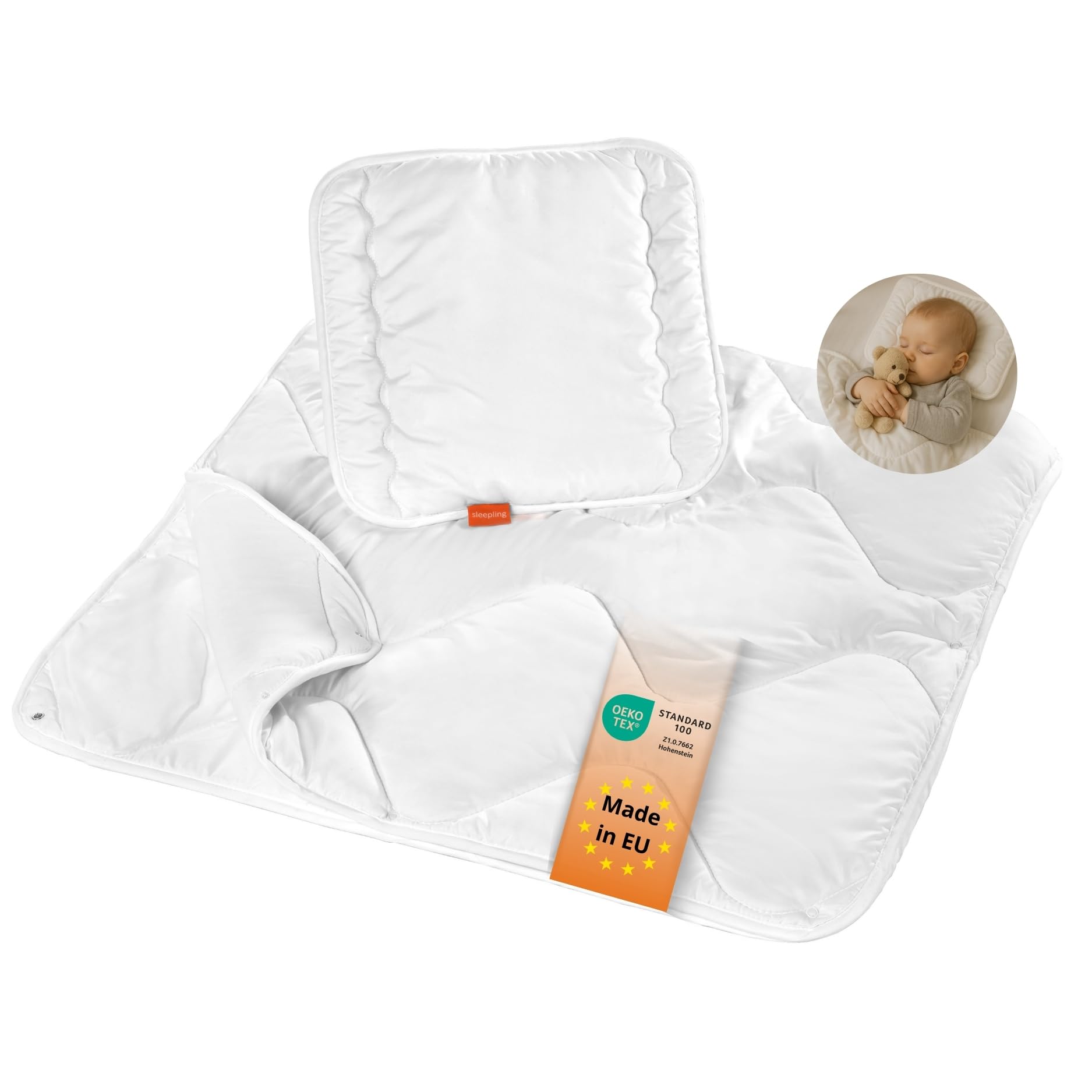 Couette pour lit de bébé 4 saisons avec oreiller plat pour des nuits douillettes