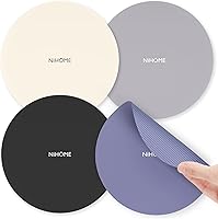 NiHome Silicone Jar Opener Set of 4 - 6 Inch Large Anti-Slip Grip Pads, Food-Grade Silicone, Heat-Resistant Multi-Purpose Mats & Coasters