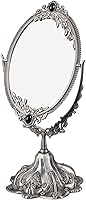 Vista 8 de Guppy Espejo de maquillaje vintage de metal, espejo cosmético ovalado de mesa, espejo cosmético giratorio vintage de doble cara con base de soporte