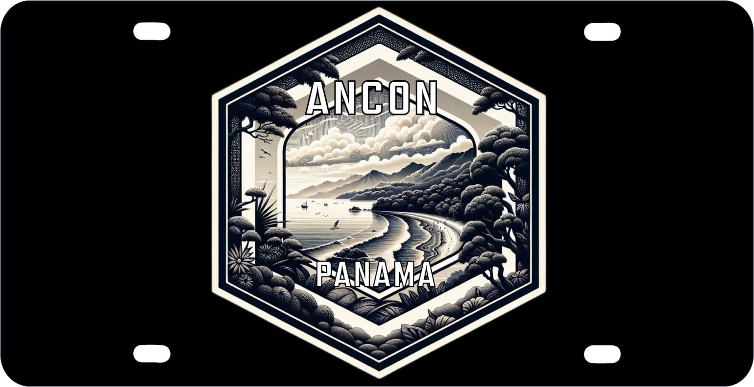 Ancon Panama Travel Destination Souvenir Hexagon Design Metal License Plate