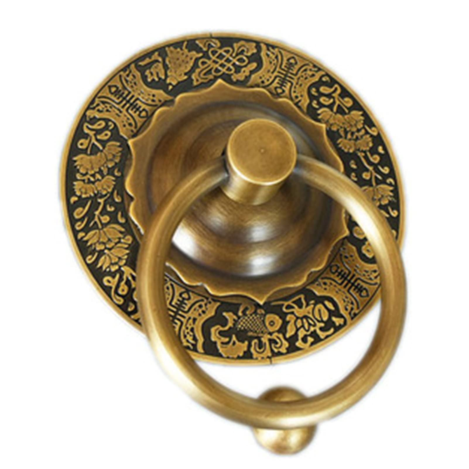 Aldaba de Puerta en Forma de Flor de Bronce,Manija de Puerta Antigua para Puerta de Gabinete de Madera,Accesorios de Decoración de Puerta Principal para Puerta de Patio de Villa/18Cm Diameter