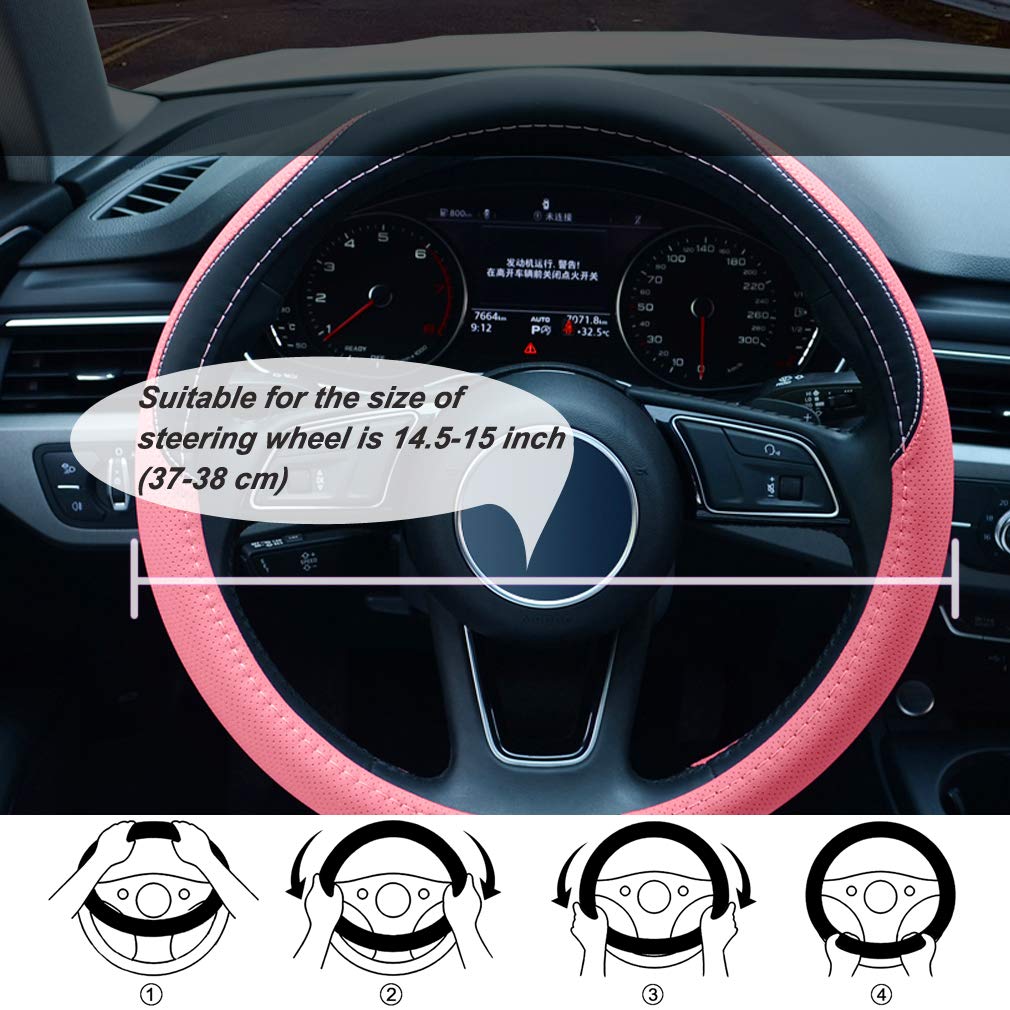 Couvre Volant Voiture Pour Suzuki Samurai 1992-2014, Couvre Volant Antidérapant, Protege Volant, Auto Décoration Intérieure Respirante Imperméable Facile à Utiliser,E Black2