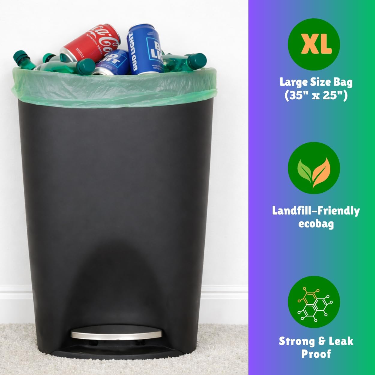 13 Gallon Tall Trash Bags Disposable Diaper Pail Refill Plastic Bag (120 Bags) Compatible with Ubbi Diaper Pail Tall Kitchen Green Eco-friendly Diaper Pail Bag (120 ct., Lavender Scented)