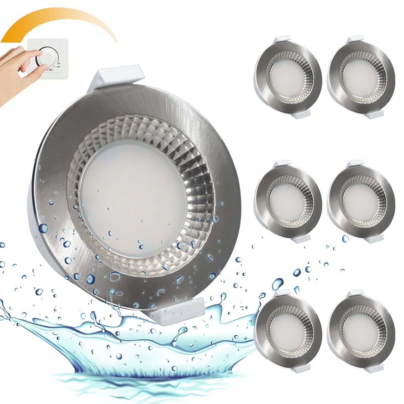 Set 6 Faretti LED Incasso Bagno IP65 - Orientabili, Bianco - Foto 2