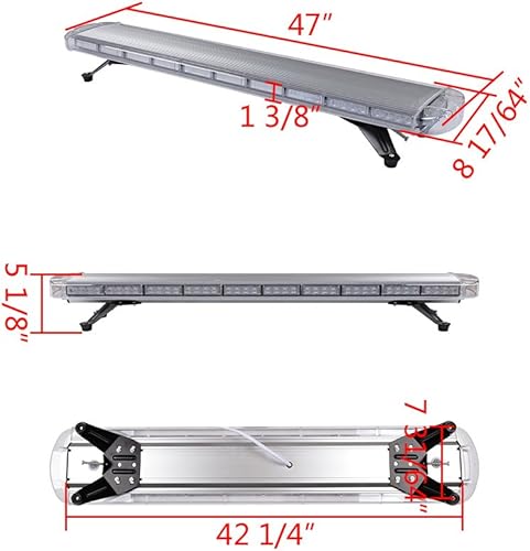 Miniatura 5 de Par blanco + ámbaramarillo de 47 pulgadas, 88 luces LED estroboscópicas, barra de luz de emergencia, baliza de advertencia de peligro, remolque,