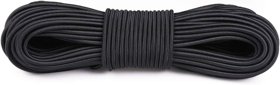 Atwood Rope MFG Shock Cord Bungee Cord - 5/32 Inch - Without Hooks - 25, 50, 100 Feet (Black, 100)