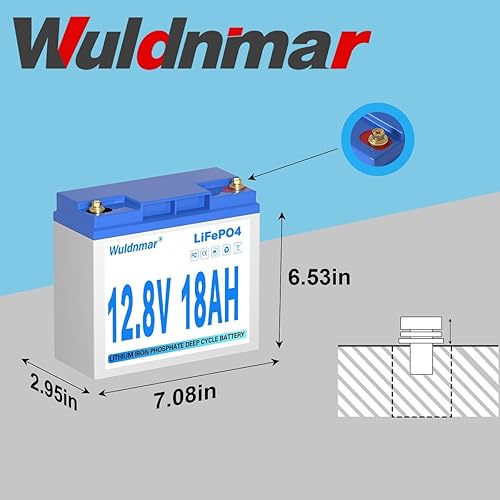 Miniatura 7 de Batería LiFePO4 de 12 V 18 Ah, batería de litio de 12.8 V, protección BMS, más de 3000 ciclos, batería de ciclo profundo de 230 WH para batería