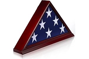 ANLEY Premium Memorial Flag Display Case - Real Glass Front - Veteran Burial Flag Frame