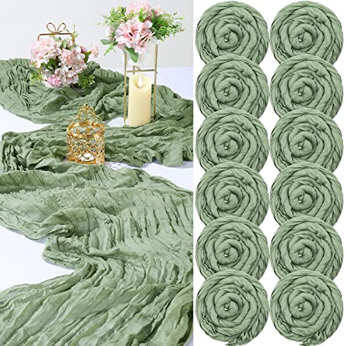 Tranqun 12 Pack 10ft Cheesecloth Table Runner 29 x 120