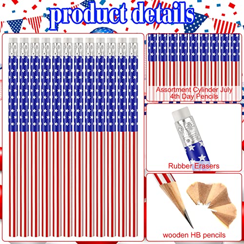 300 lápices de madera con bandera americana y borradores miniatura 5