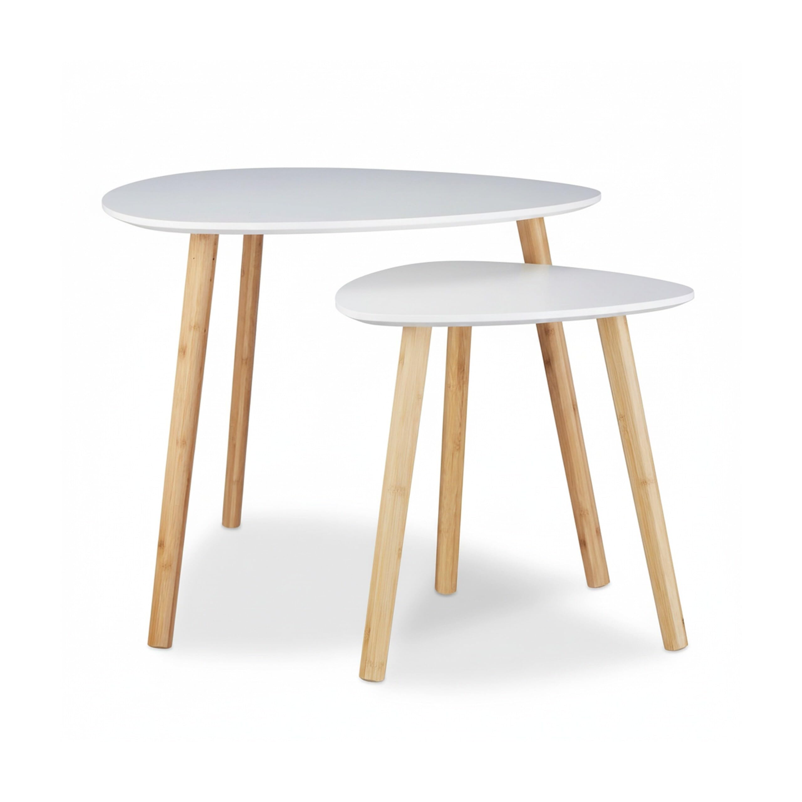 Relaxdays Set 2 Tavolini Sovrapponibili da Salotto, HLP: 48 x 60 x 60 cm, Design Nordico, Sgabello per Fiori, Bianco