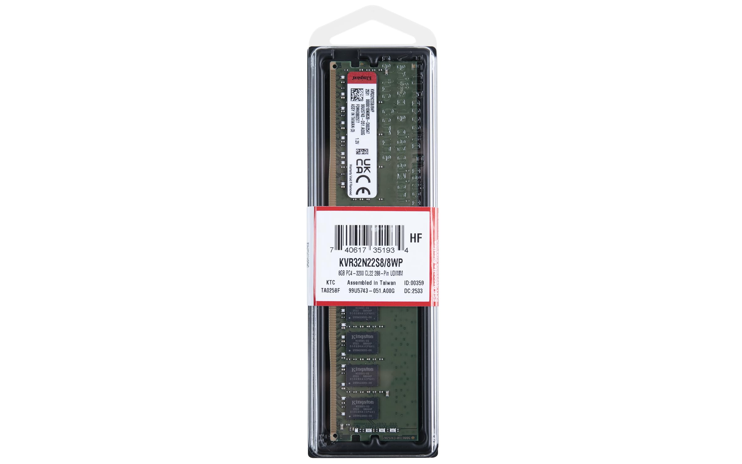 Kingston 8 GB DDR4 3200 MHz KVR32N22S8/8WP- PC : Amazon.com.tr