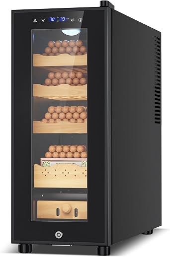 Electric Humidor Cabinet 35L,Thermostatic Cooler w/Temp & Humidity Control,Spanish Cedar,Safety Lock,for Home Office Lounge