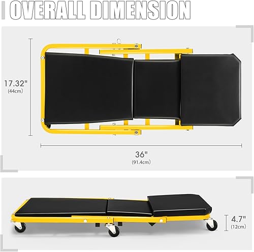 Miniatura 67 de DNA MOTORING TOOLS-00186 - Asiento plegable 2 en 1 de 40 pulgadas, 6 ruedas de 2 pulgadas, capacidad de peso de 330.7 lbs, color rojo