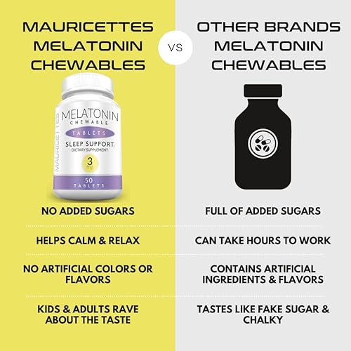Miniatura 6 de Pastillas masticables de melatonina de 3 mg para dormir, pastillas de melatonina para adultos y niños, ayuda natural sublingual sin sabor para el