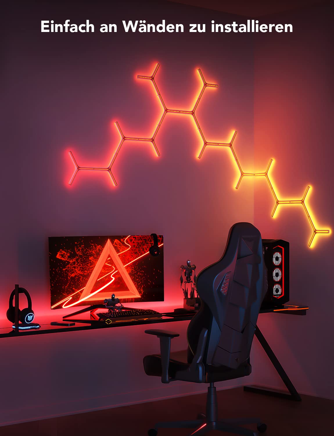 Govee Glide Y Lights, RGBIC LED Gaming Lights, 7er Pack | Smart Home DIY Kreative Deko Lights mit Musik Sync & 40+ Szenenmodi, Wi-Fi Wandleuchten für Wohnen, Schlafzimmer