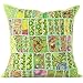 Eyes of India - 61 cm duża zielona patchwork dekoracyjna poduszka kanapa poszewka na poduszkę poszewka na sofę narzuta indyjski bohema akcent kolorowy boho szyk ręcznie wykonany pokrowiec tylko