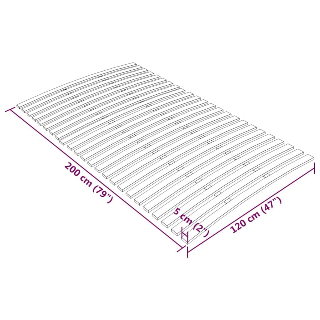 Doghe elastiche in legno di pioppo da 12 mm supporto universale per letti | Rete di ricambio per letto con 24 doghe 120x200 cm, supporto doghe in legno di pioppo pieghevole materasso, base elastica per
