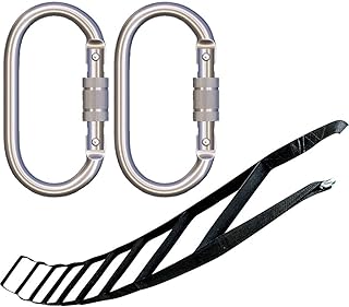 ISOP Rope Ladder for Playground 10ft (3m) | Webbing Rope Ladder for Kids or Adults | Lightweight Compact | Comes with Carabiners & Hooks - Made in USA