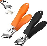 2PCS Wide Jaw Anti-Splash Slanted Nail Clippers for Thick Nails - Precision Toenail & Fingernail Trimmers for Men Women (Orange & Black)