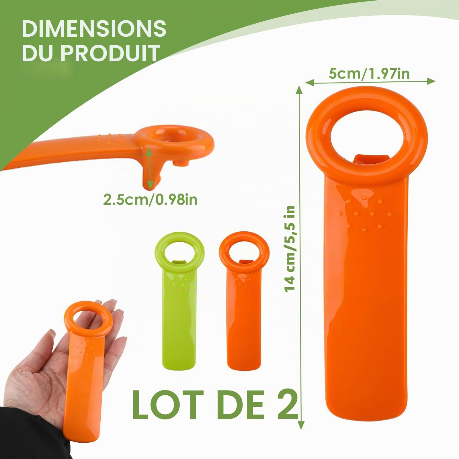 Ouvreur Bocal 2 Pièces Manuel ABS pour Bocaux Boîtes Cuisine Restaurant Bouteilles Canettes