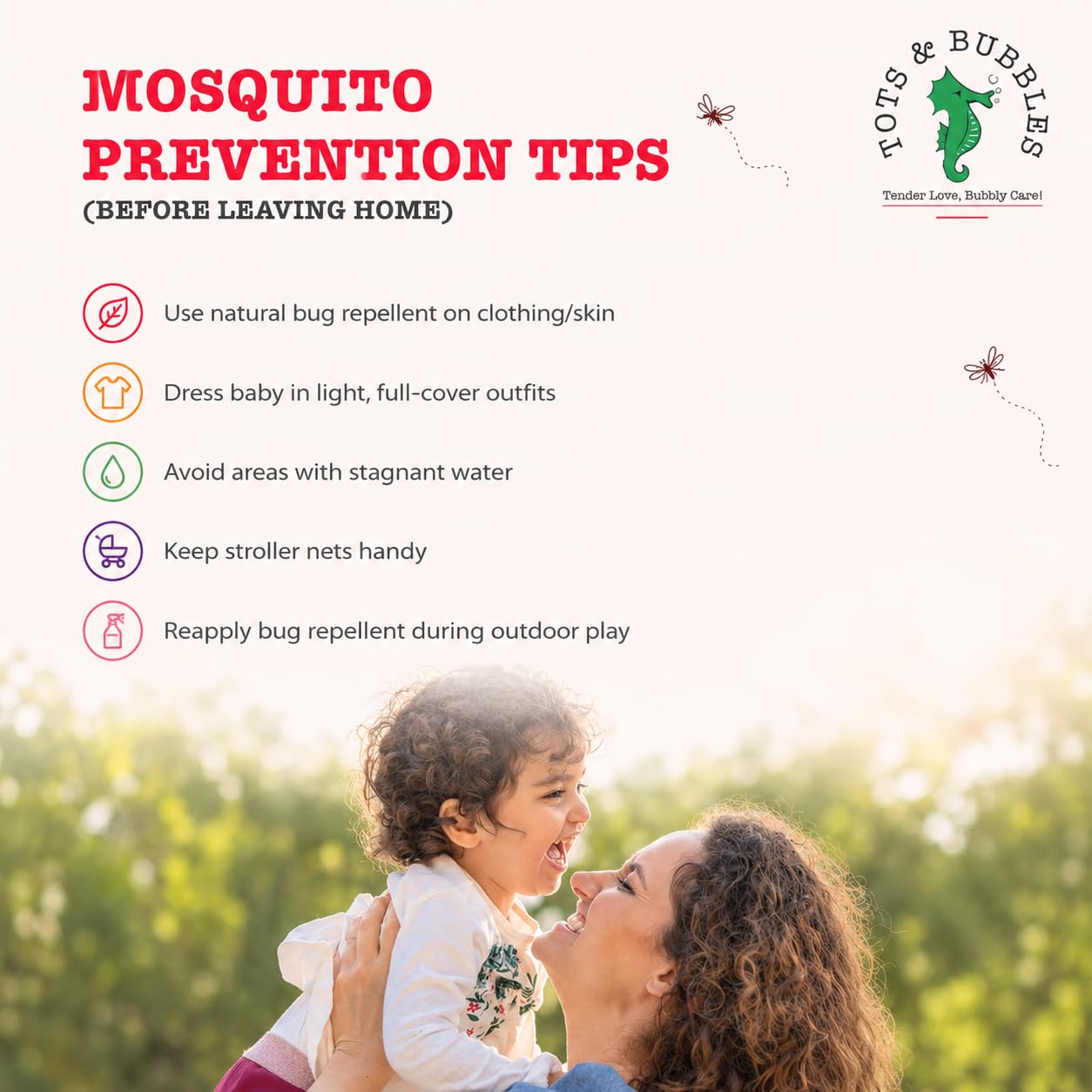 Tots & Bubbles Baby Safe Mosquito Repellent Spray (100ml) for Babies, Toddlers | Natural Protection with Citronella & Lemongrass Oils | DEET-Free, Skin Friendly Insect Spray for Indoor & Outdoor Use | Safe & Gentle on Baby and Mother (Pack of 1) 1