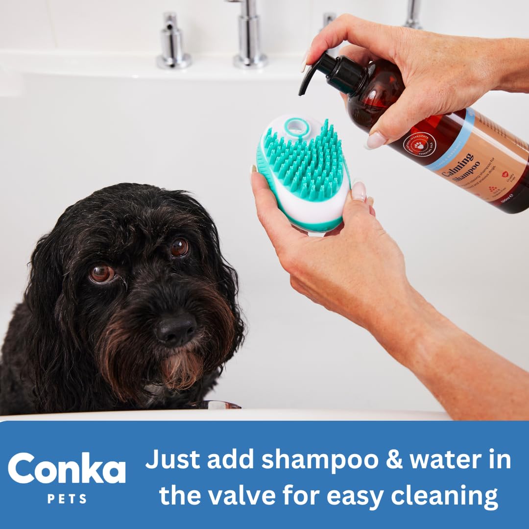 P Dot Wolf Dog Bath Brush Soft Dog Rubber Bathing Brush Pet Grooming Shampoo Dispenser Brush for Hair Fur Grooming and Cleaning Scrubber for Short Haired Dogs Cats - Image 4